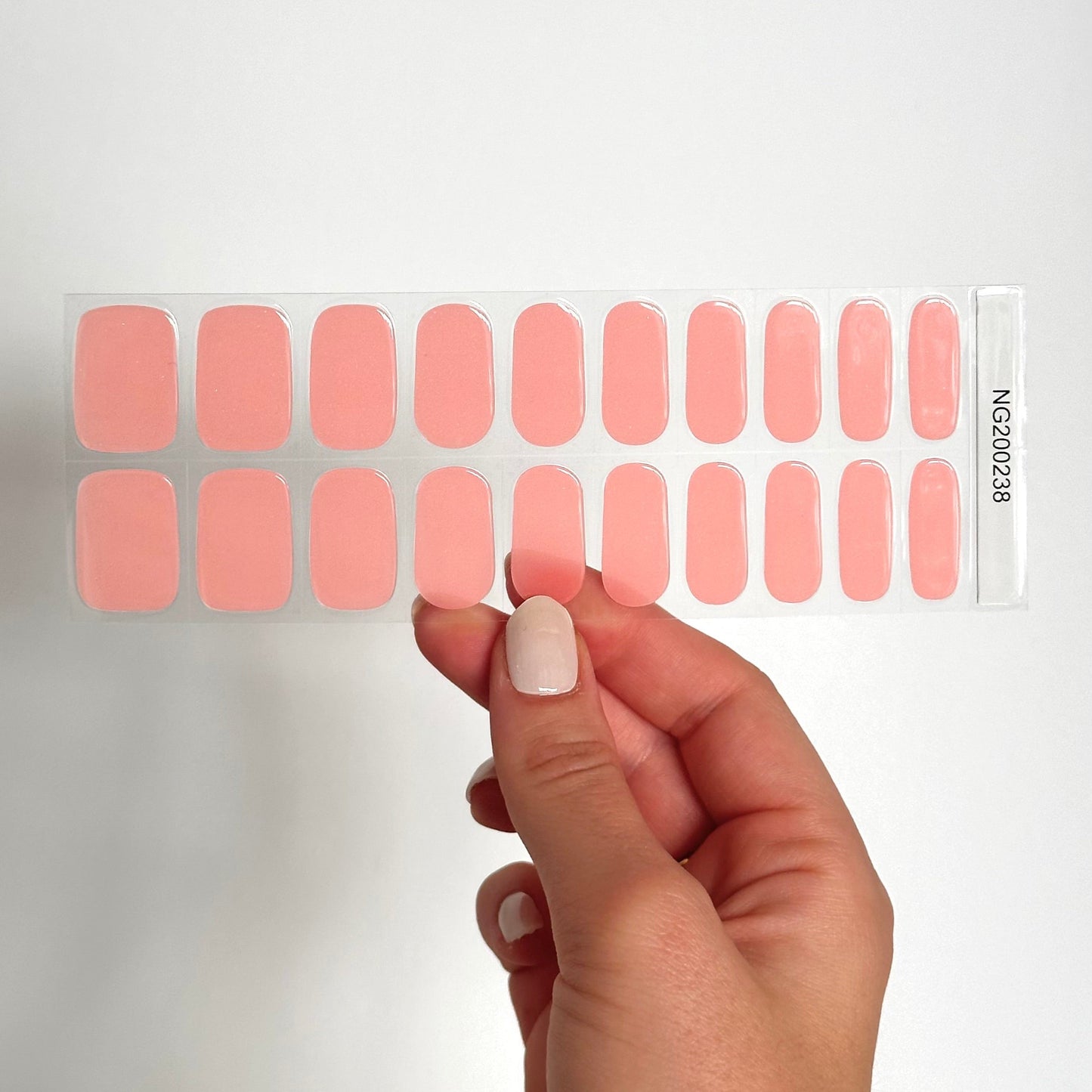 Effen zalmroze gellakstickers 