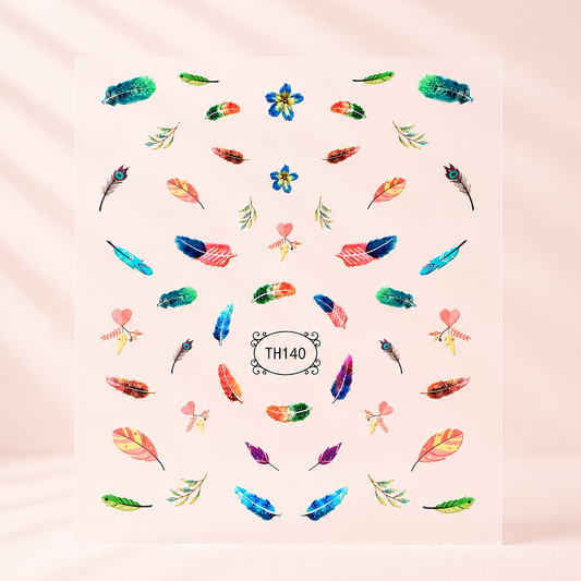 Nail art add-on nagelstickers met veren in verschillende kleuren en maten 
